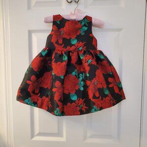 Holiday dress red/black floral print